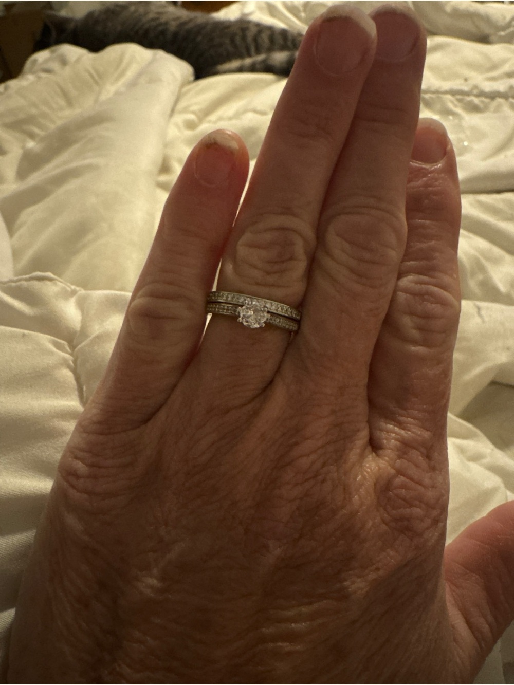 Sterling Silver stamped size 7 Cubic Zirconia Bridal Ring Set - White